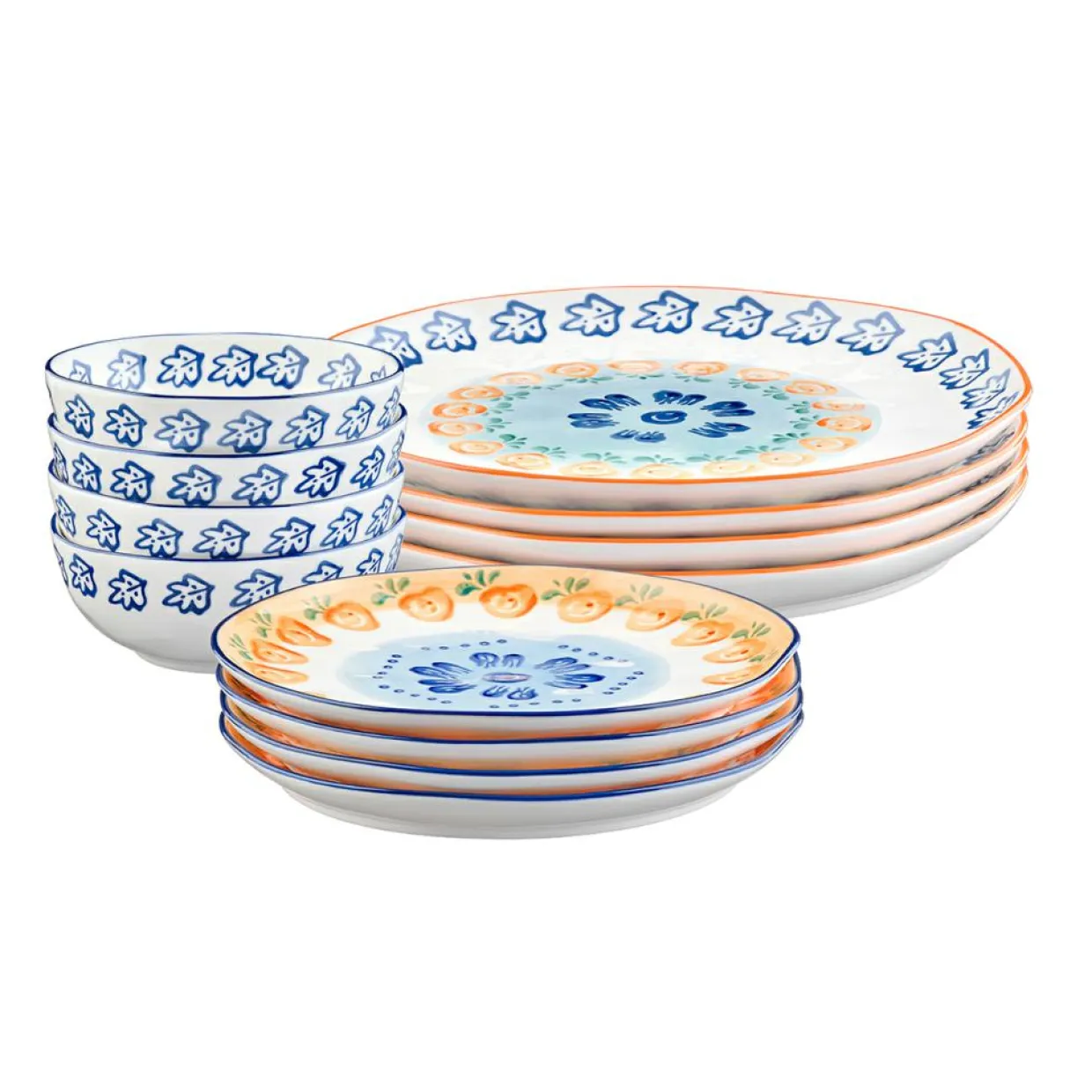 Service Les Essentiels en Porcelaine Napoli multicolore - 12 pièces-Bjorn