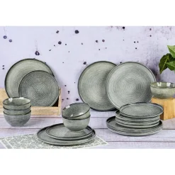 Bjorn Assiettes^Service Les Essentiels en Grès Zen gris/bleu - 18 pièces