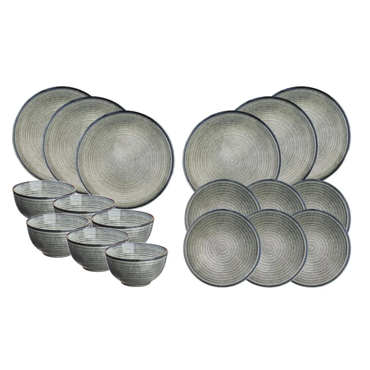 Bjorn Assiettes^Service Les Essentiels en Grès Zen gris/bleu - 18 pièces