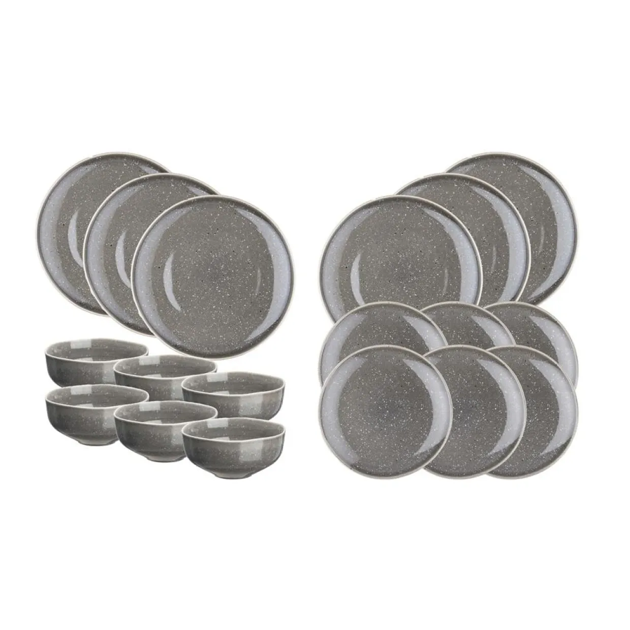Bjorn Assiettes^Service Les Essentiels en Grès Stellar gris/anthracite - 18 pièces