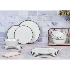 Bjorn Assiettes^Service Les Essentiels en Grès Pure blanc neige - 12 pièces