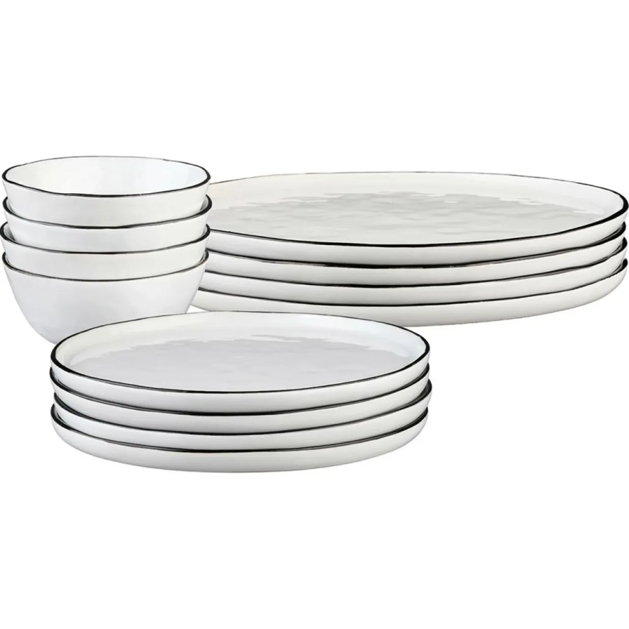 Bjorn Assiettes^Service Les Essentiels en Grès Pure blanc neige - 12 pièces