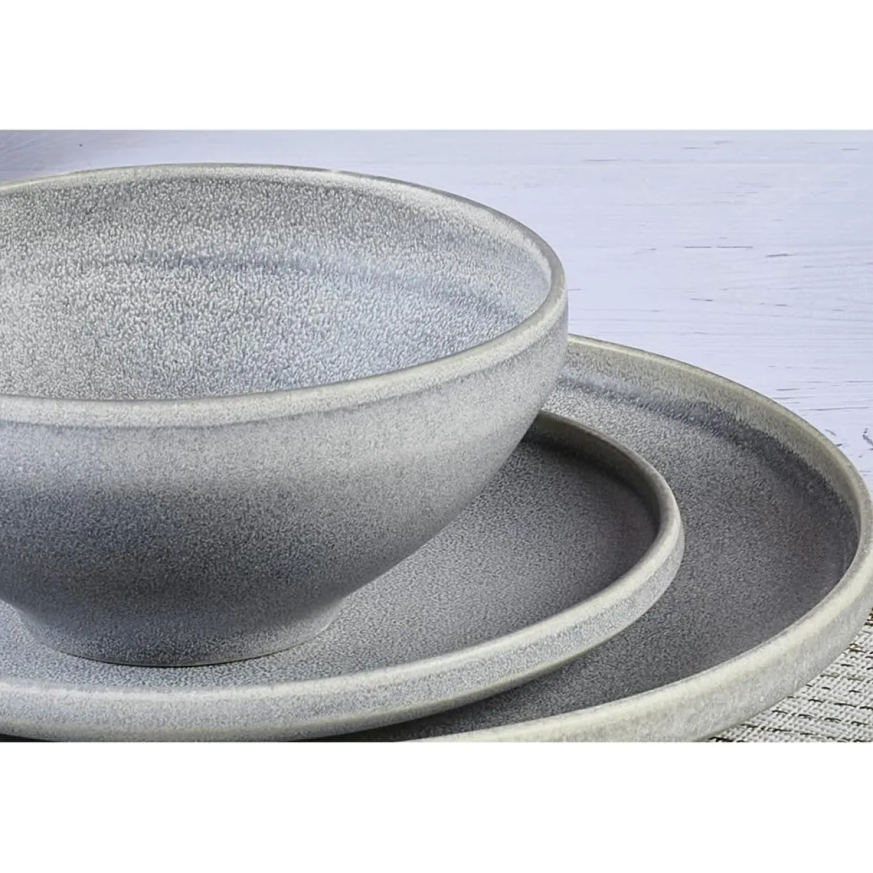 Bjorn Assiettes^Service Les Essentiels en Grès Stone gris clair - 18 pièces