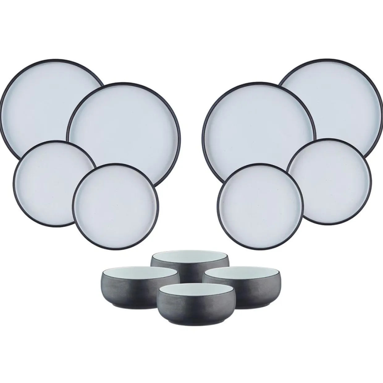 Service Les Essentiels en Grès Gourmet blanc granité/noir onyx - 12 pièces-Bjorn Discount