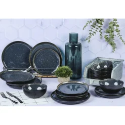 Bjorn Assiettes^Service Les Essentiels en Grès Iris bleu foncé - 18 pièces