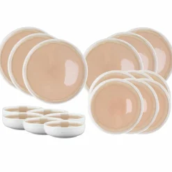 Bjorn Assiettes^Service Les Essentiels Oxygen rose poudre/beige - 18 pièces