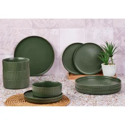 Service Les Essentiels Scandi vert olive - 12 Pièces-Bjorn Best
