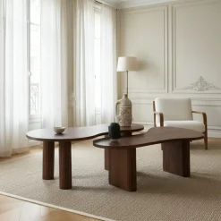 Bois & Chiffons Tables^Set de 2 tables basses ovales Acacia Arad Marron - 110x60x40 cm et 110x60x35 cm