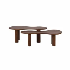 Bois & Chiffons Tables^Set de 2 tables basses ovales Acacia Arad Marron - 110x60x40 cm et 110x60x35 cm