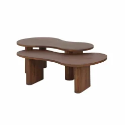 Bois & Chiffons Tables^Set de 2 tables basses ovales Acacia Arad Marron - 110x60x40 cm et 110x60x35 cm