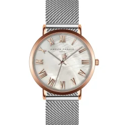 Set Montre Femme 2 Bracelets Classique en Acier argenté/rose doré-Amelia Parker