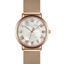 Set Montre Femme 2 Bracelets Classique en Acier argenté/rose doré-Amelia Parker