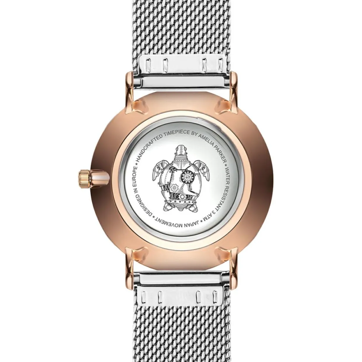 Set Montre Femme 2 Bracelets Classique en Acier argenté/rose doré-Amelia Parker