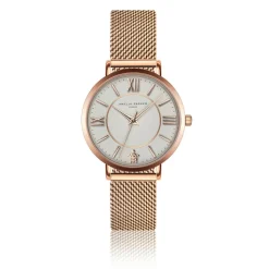 Set Montre Femme 2 Bracelets Petite Classique en Acier & Cuir rose doré/noir-Amelia Parker Hot