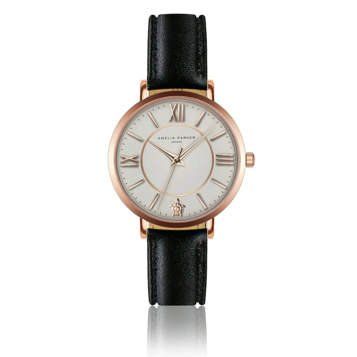 Set Montre Femme 2 Bracelets Petite Classique en Acier & Cuir rose doré/noir-Amelia Parker Hot