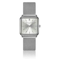 Set Montre Femme 2 Bracelets Plaza en Acier & Cuir argenté/bleu foncé-Amelia Parker Discount