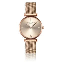 Femme Amelia Parker Montres^Set Montre Femme 2 Bracelets Gold Shore en Acier & Cuir rose doré/blanc