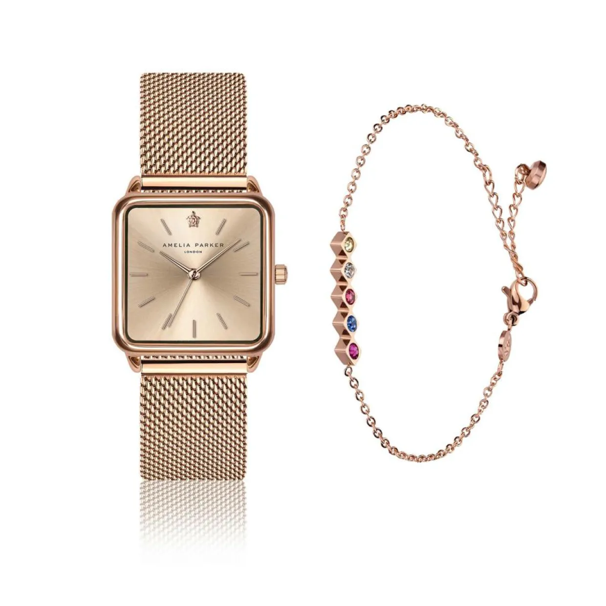 Femme Amelia Parker Montres^Set Montre Femme & Bracelet Gold Plaza en Acier rose doré
