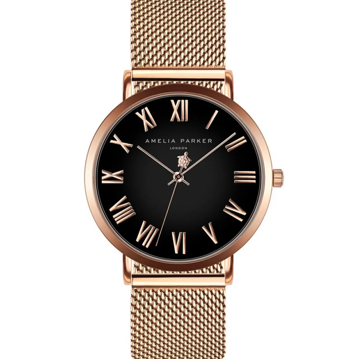 Femme Amelia Parker Montres^Set Montre Femme 2 Bracelets Grand en Acier rose doré/noir