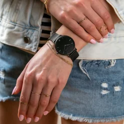 Set Montre Femme & Bracelet Jet en Acier noir-Amelia Parker Sale