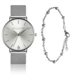 Set Montre Femme & Bracelet Capsule Grey en Acier argenté-Amelia Parker Online