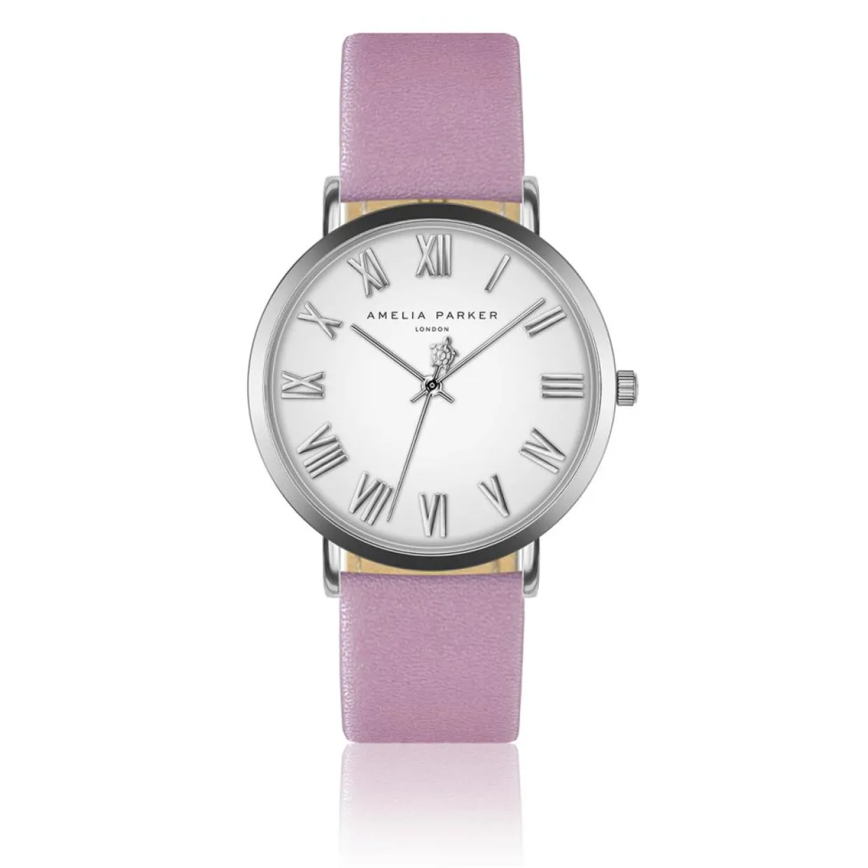Femme Amelia Parker Montres^Set Montre Femme 2 Bracelets Grand Blanc en Acier & Cuir argenté/rose
