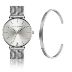Femme Amelia Parker Montres^Set Montre Femme & Bracelet Capsule Grey en Acier argenté