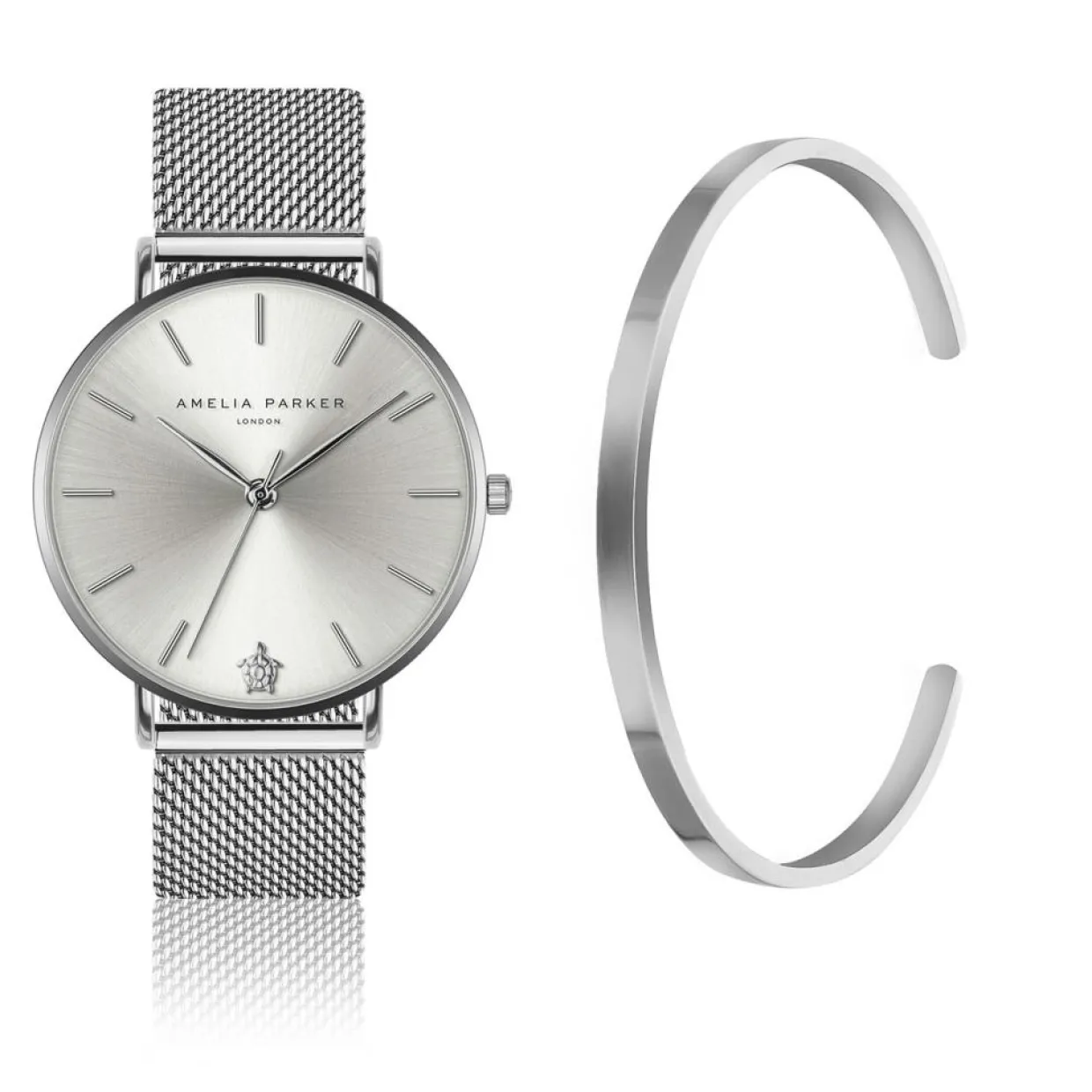 Femme Amelia Parker Montres^Set Montre Femme & Bracelet Capsule Grey en Acier argenté