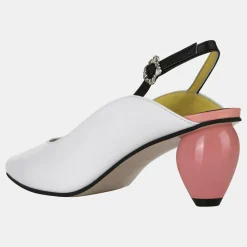 Femme Yuul Yie Escarpins^Slingback en Cuir Slide blanc/rose - Talon 6 cm