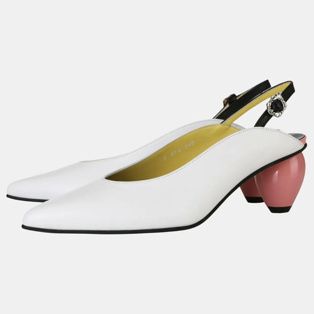 Femme Yuul Yie Escarpins^Slingback en Cuir Slide blanc/rose - Talon 6 cm