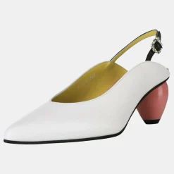 Femme Yuul Yie Escarpins^Slingback en Cuir Slide blanc/rose - Talon 6 cm