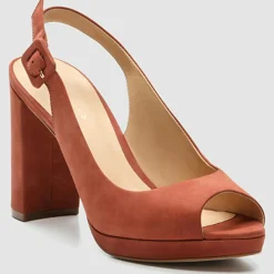 Femme Cosmoparis Escarpins^Slingback en Velours de Cuir Lija vieux rose - Talon 9 cm