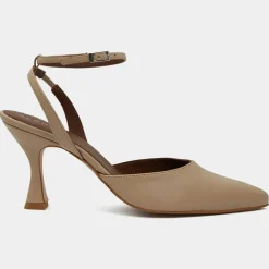 Slingbacks en Cuir Cinderella beiges - Talon 7,5 cm-Alohas Online