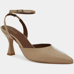 Slingbacks en Cuir Cinderella beiges - Talon 7,5 cm-Alohas Online