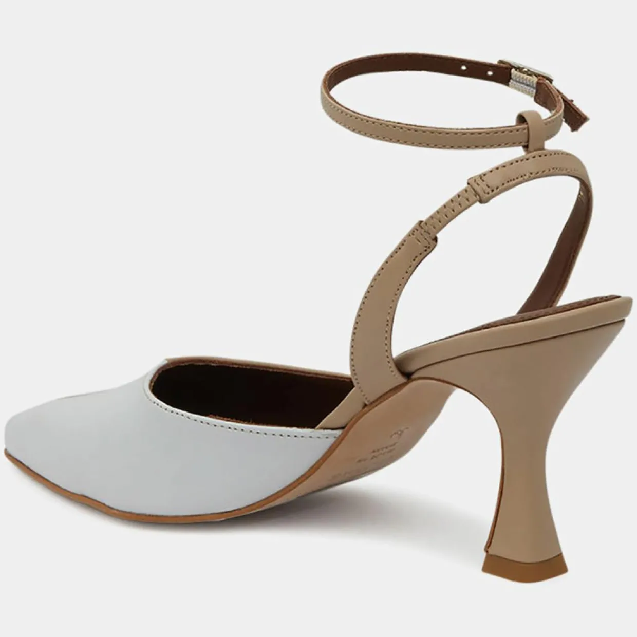 Slingbacks en Cuir Cinderella beiges - Talon 7,5 cm-Alohas Online