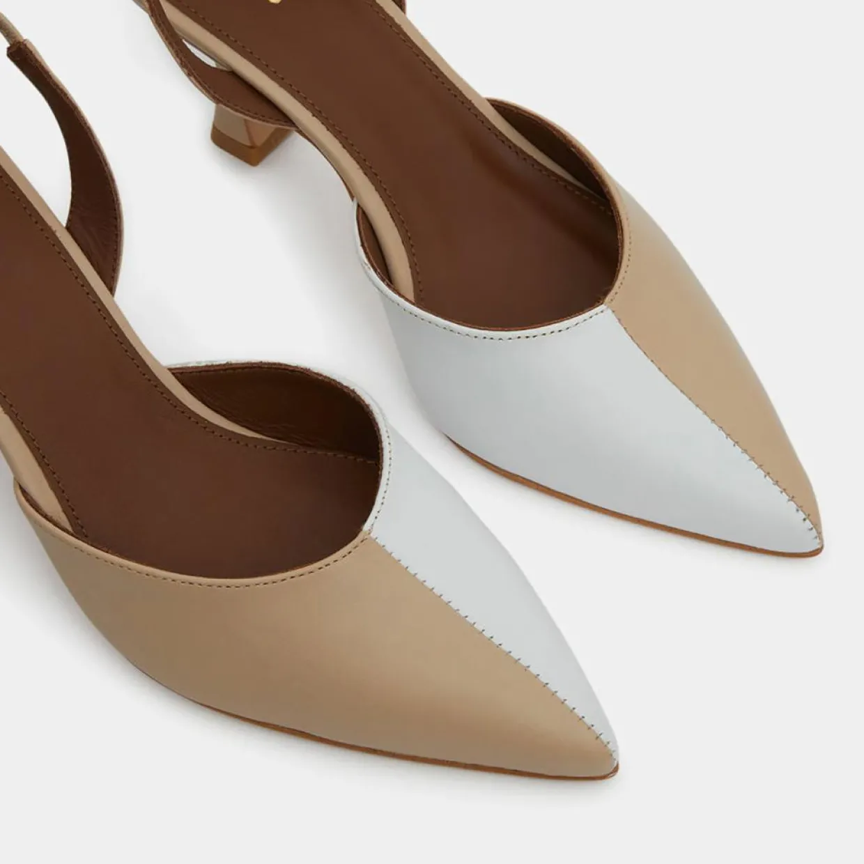 Slingbacks en Cuir Cinderella beiges - Talon 7,5 cm-Alohas Online
