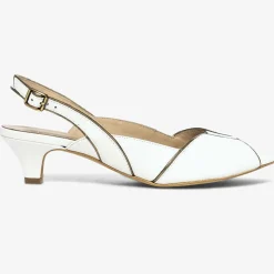 Slingbacks en Cuir Hervea crème-Bocage New