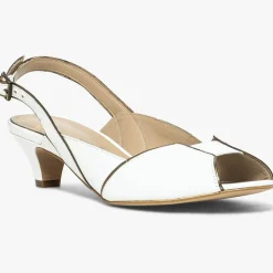 Slingbacks en Cuir Hervea crème-Bocage New