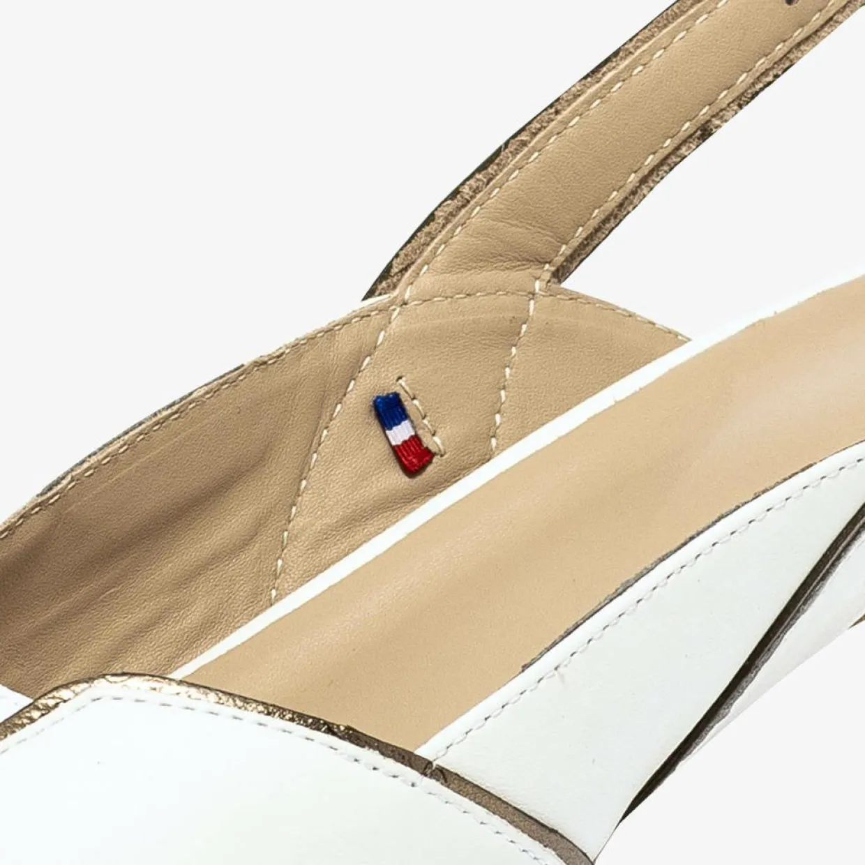 Slingbacks en Cuir Hervea crème-Bocage New