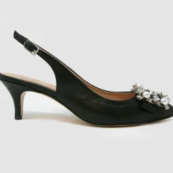 Femme Cosmoparis Escarpins^Slingbacks en Cuir Milia noirs - Talon 6 cm