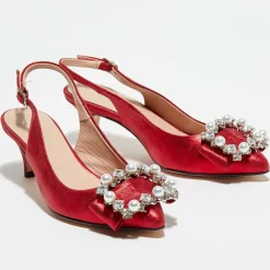 Slingbacks en Cuir métallisé Milia rouges - Talon 6 cm-Cosmoparis Hot