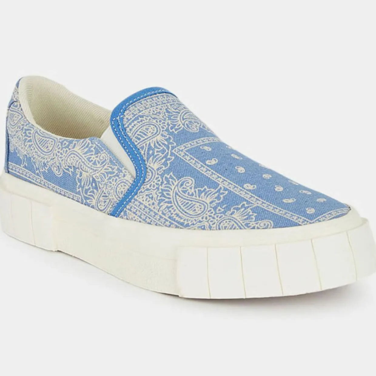 Femme Good News Baskets^Slip On en Coton Bio Juno bleu/blanc