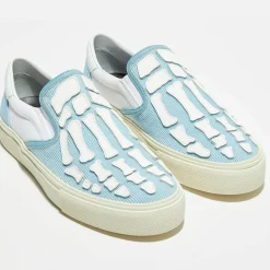 Slip On en Cuir & Textile Corduro bleu/blanc-Amiri Best