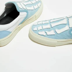 Slip On en Cuir & Textile Corduro bleu/blanc-Amiri Best