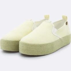 Femme Faguo Baskets^Slip-on à plateforme Lebanon rayées jaunes