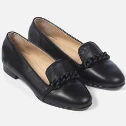 Slippers en Cuir Rouma à chaine noires-Cosmoparis New