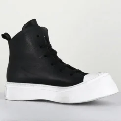 Femme Lofina Baskets^Sneakers en Cuir 3543 noires - Talon : 5cm