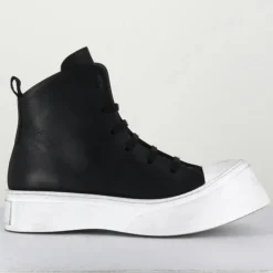 Femme Lofina Baskets^Sneakers en Cuir 3543 noires - Talon : 5cm