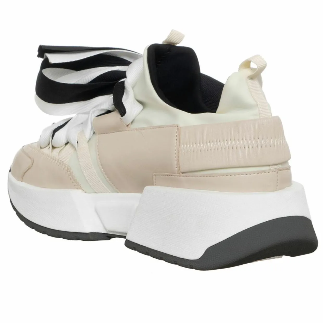 Femme Loretta Pettinari Baskets^Sneakers en Cuir & Toile Lorena beige/rose/noir - Plateforme 5 cm