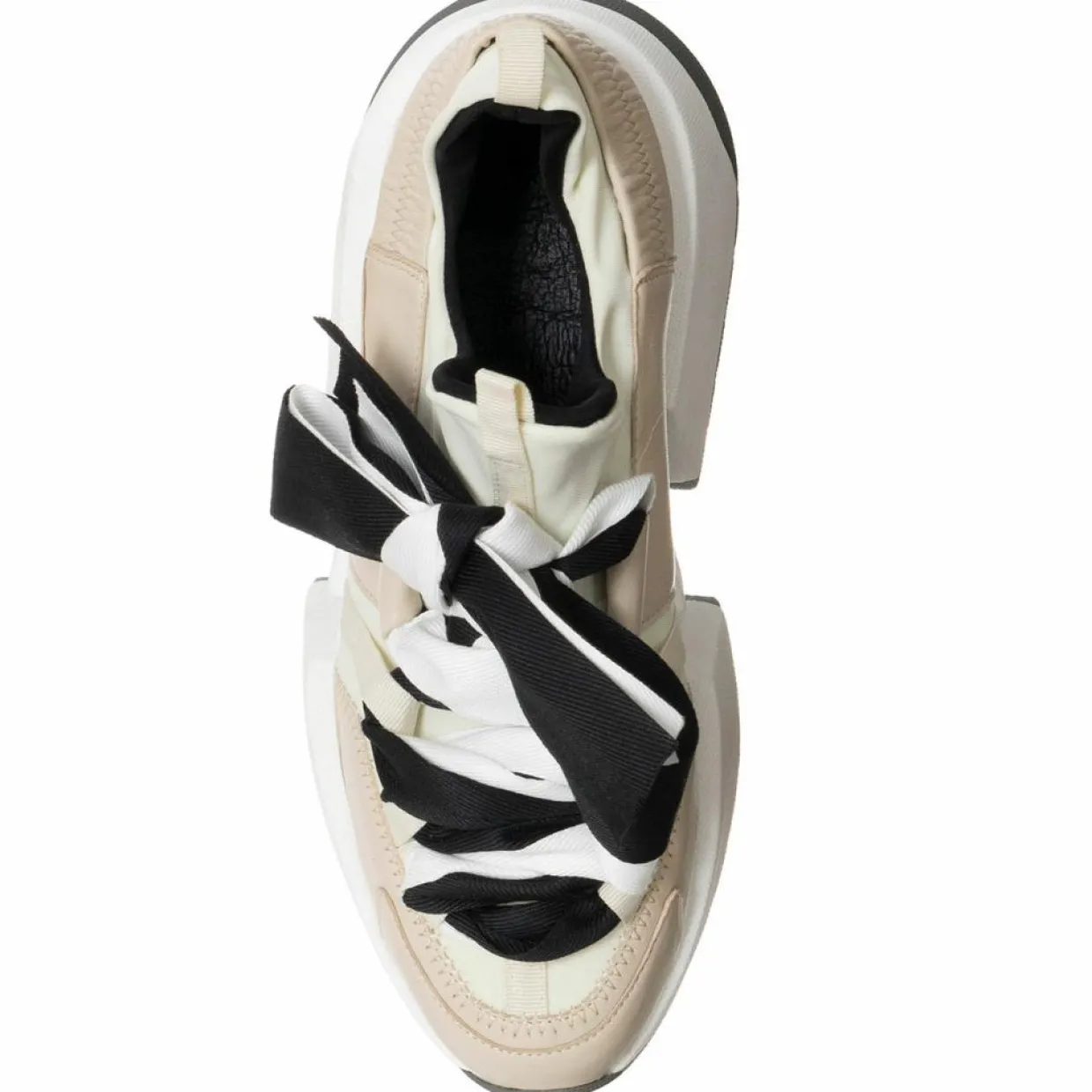 Femme Loretta Pettinari Baskets^Sneakers en Cuir & Toile Lorena beige/rose/noir - Plateforme 5 cm